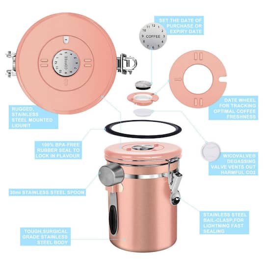 NEX™ 22oz. Airtight Stainless Steel Coffee Canister